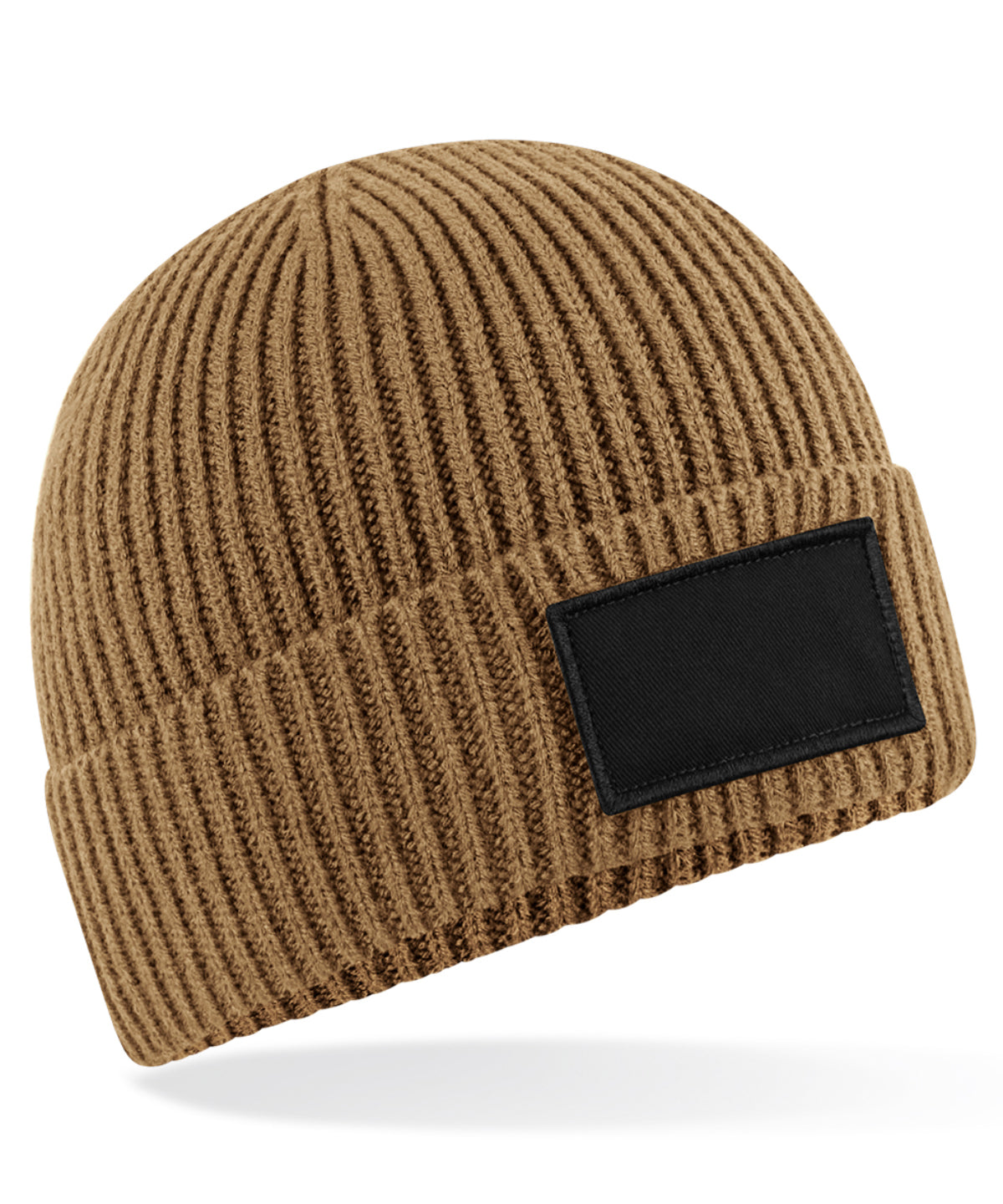 Fashion patch beanie – Biscuit/Black