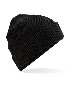 Organic cotton waffle beanie – Black