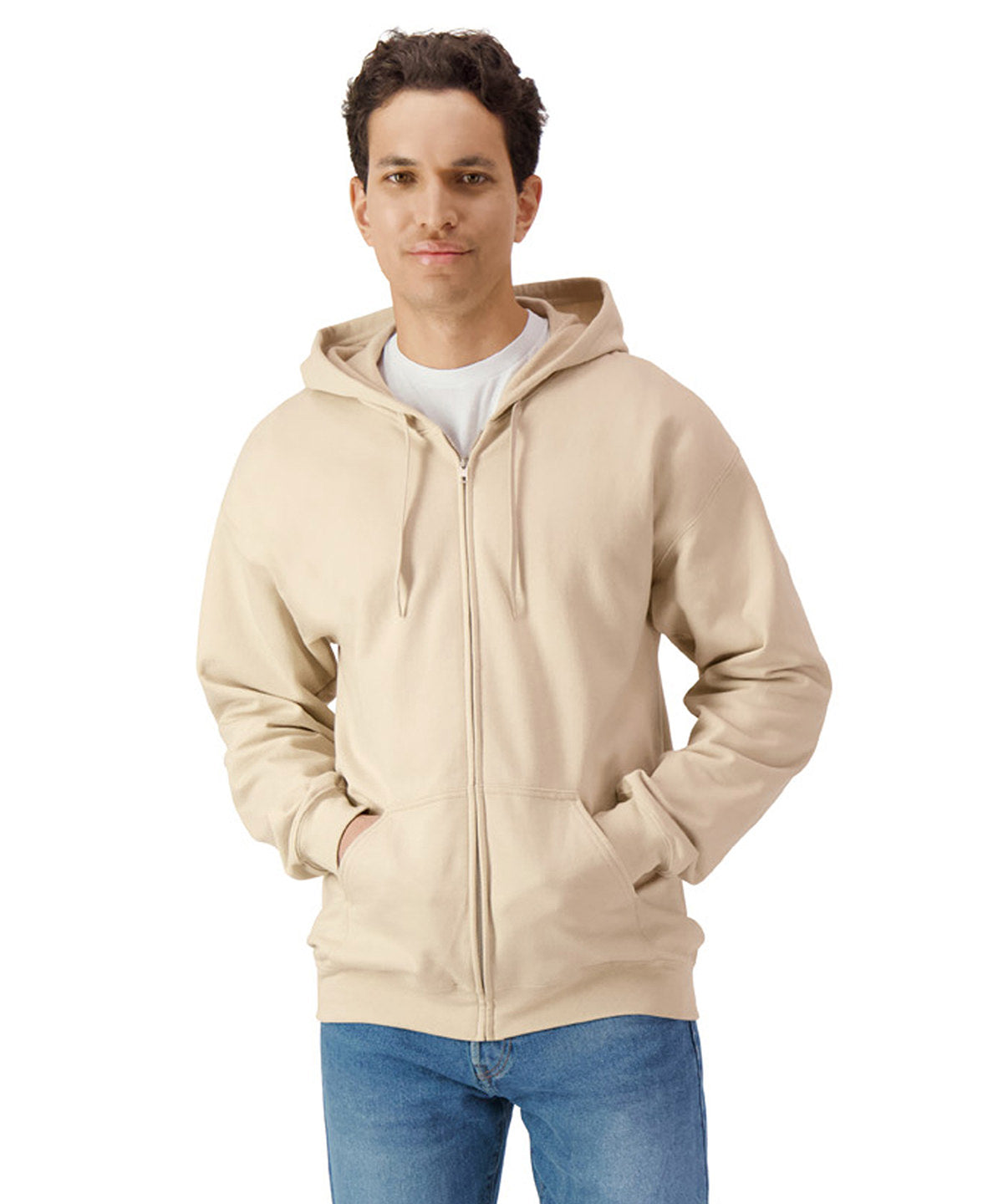Softstyle™ midweight fleece adult full-zip hooded sweatshirt – lifestyle