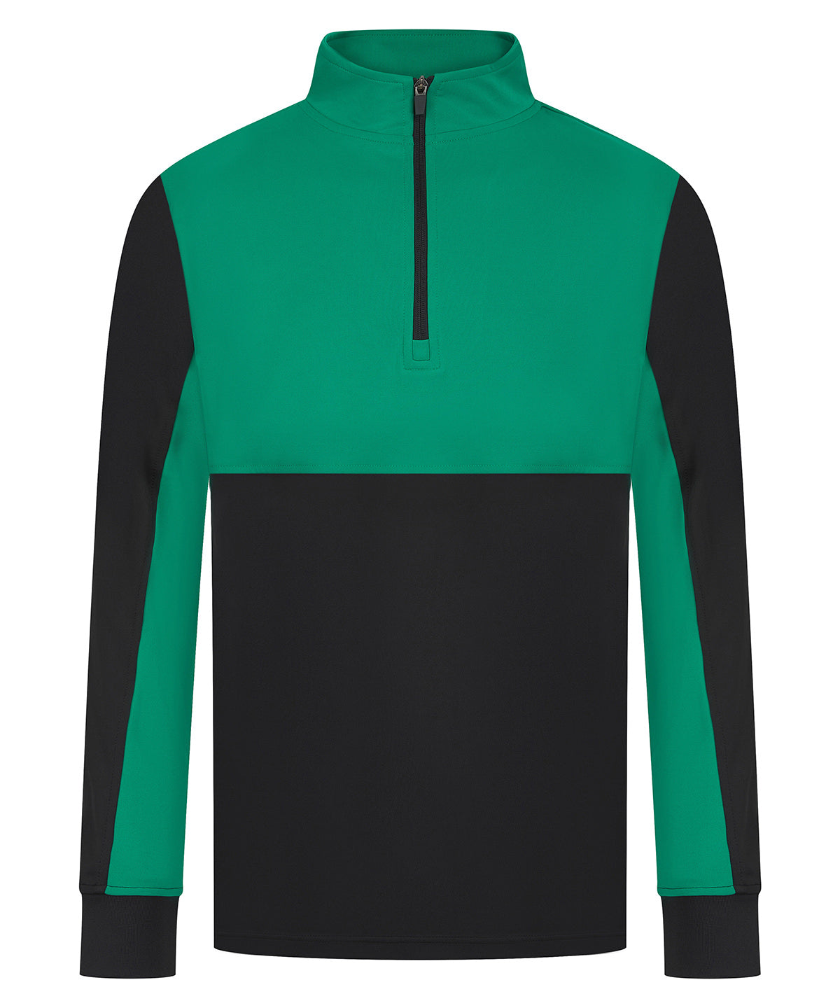 ¼-Tracksuit top – Black/Emerald