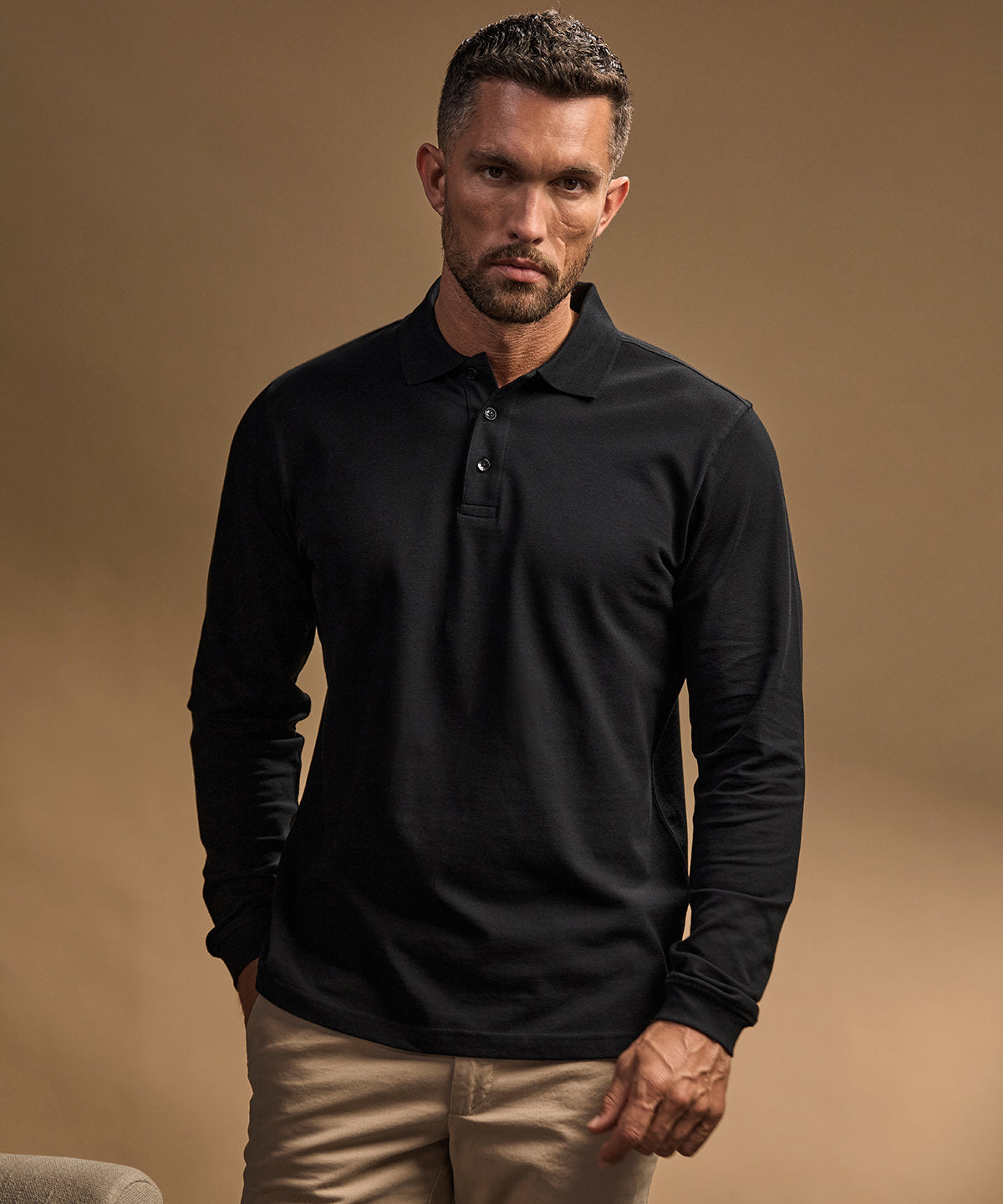 Luxury stretch long sleeve polo (1406) – lifestyle