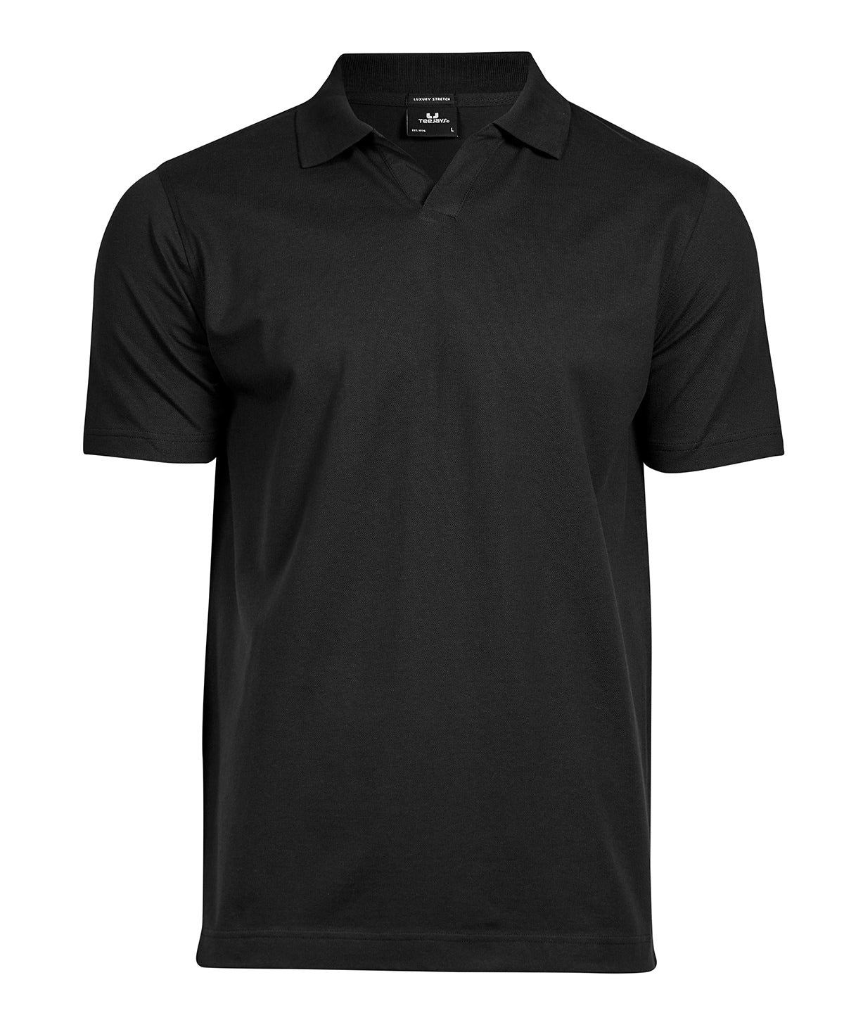 Luxury stretch v-neck polo (1404) – Black