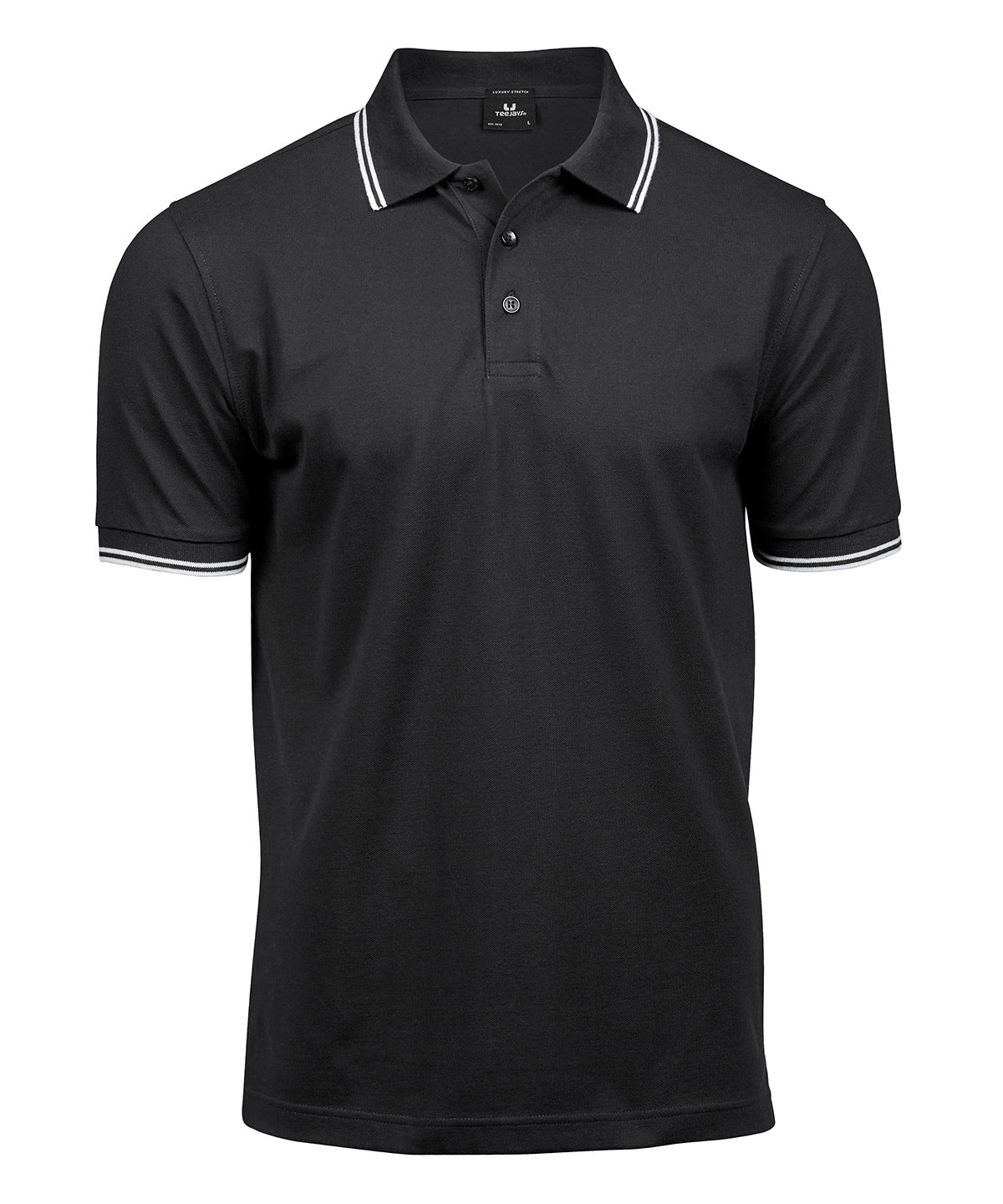 Luxury stripe stretch polo (1407) – Black/White