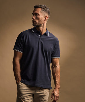 Luxury stripe stretch polo (1407) – lifestyle