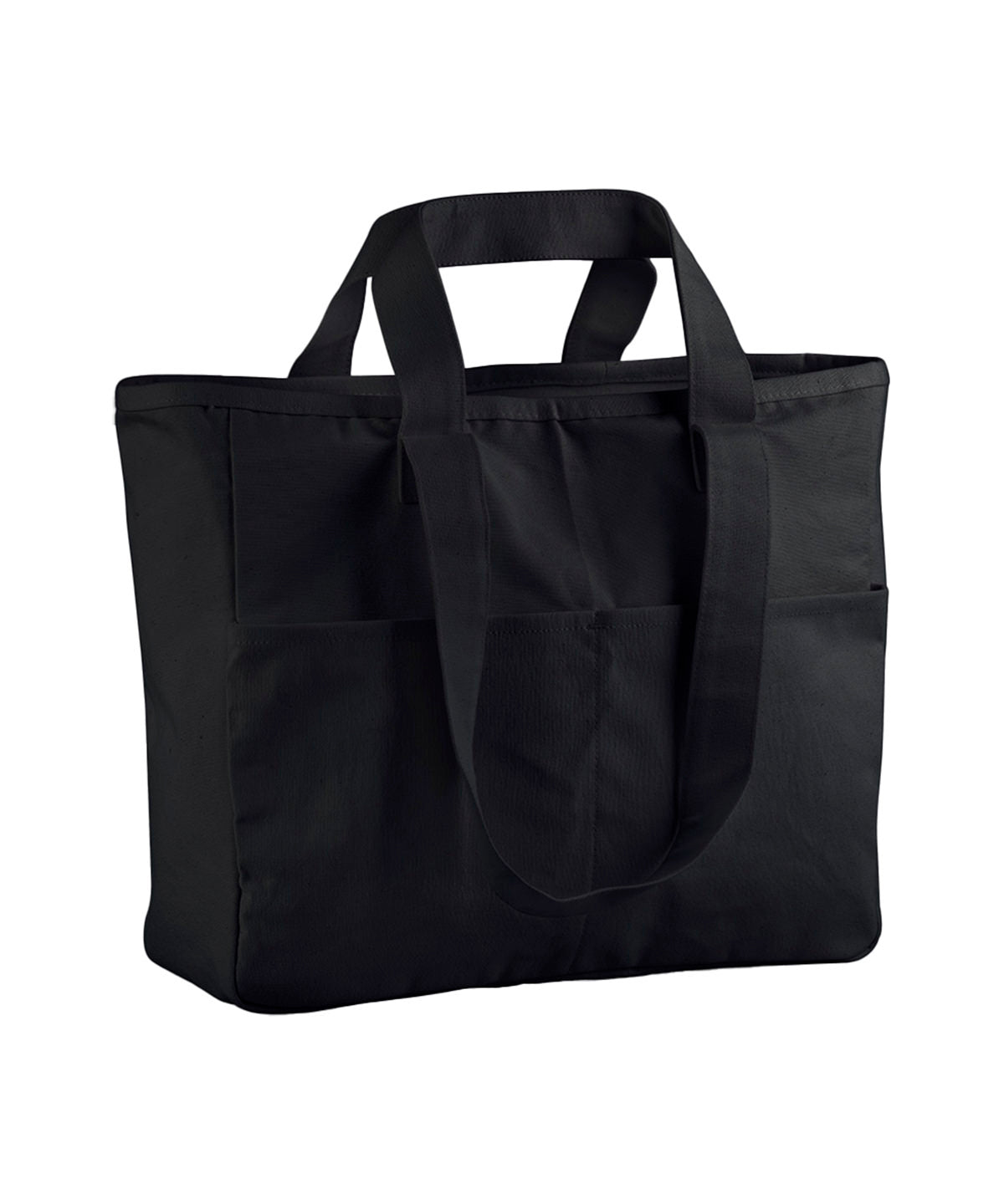 Double-handle cargo pocket tote – Black