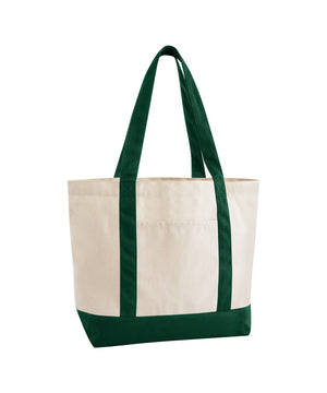 EarthAware® organic varsity shopper – Natural/Bottle Green