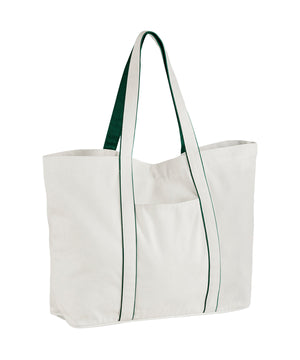 Courtside large tote – Soft White/Bottle Green