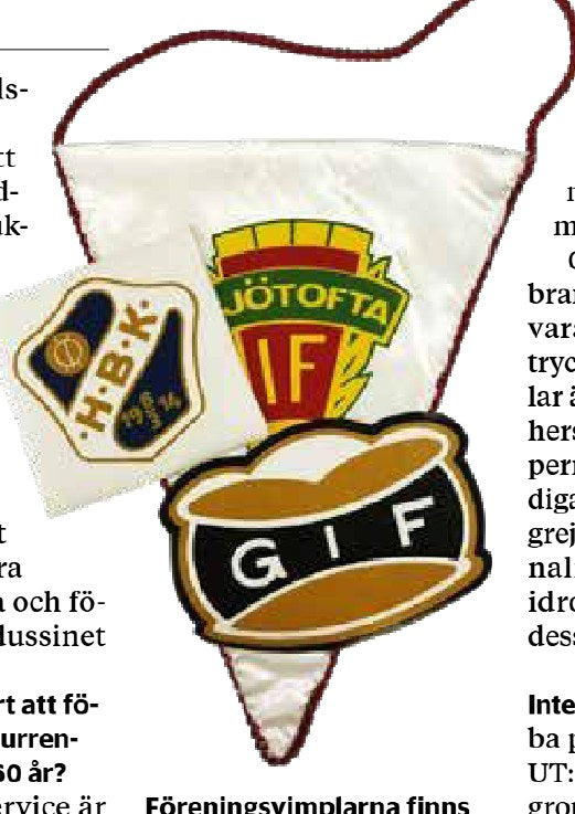 Gamla föreningsvimplar med tryck från Hobby Reklams arkiv