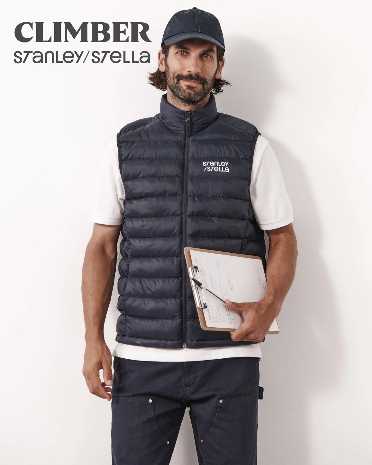 Navy väst Climber  från Stanley Stella – perfekt för egen brodyr.