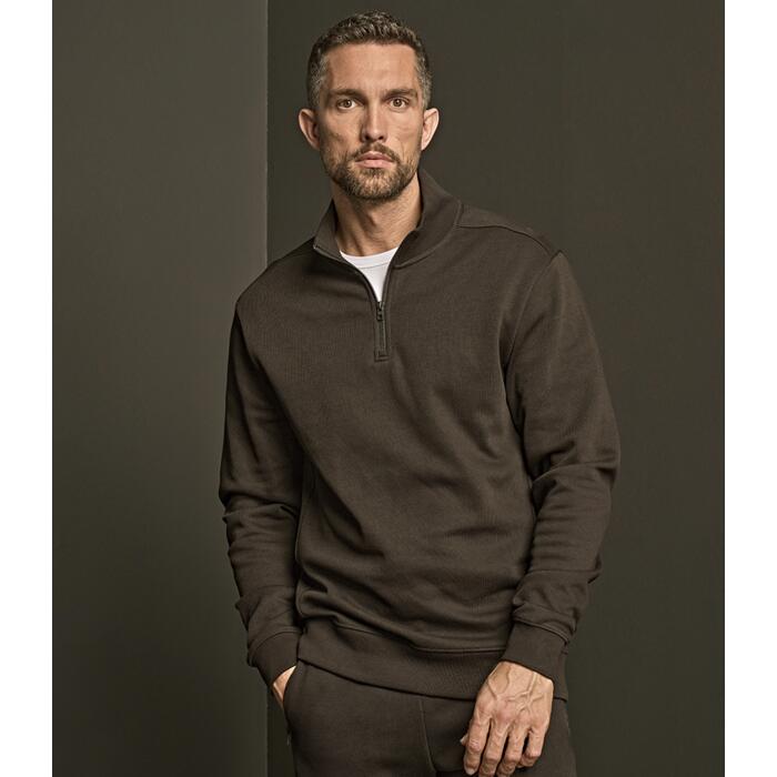 Tee Jays Ribbed Interlock Half Zip Sweatshirt Miniatyr
