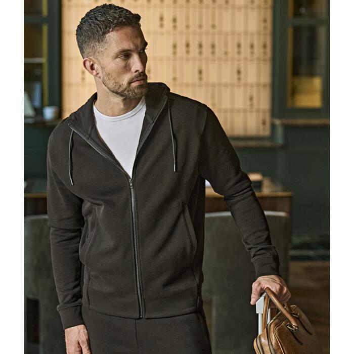 Tee Jays Ribbed Interlock Full Zip Hooded Sweatshirt Miniatyr