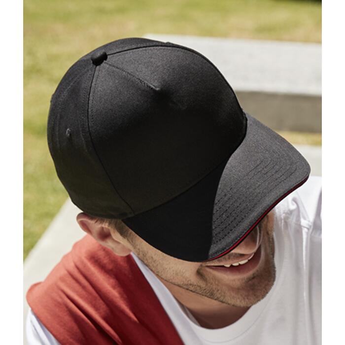 Beechfield EarthAware® Classic Organic Cotton 5 Panel Sandwich Peak Cap Miniatyr